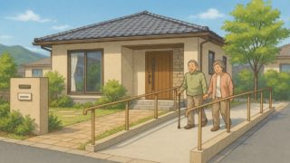 【霧島市】外構バリアフリー対応の注意点5つ|玄関で転ばない入口づくり 霧島市の戸建てに施工されたバリアフリー外構のイメージ