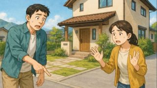 霧島市で夫婦が外構トラブルで困っているイメージ