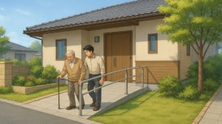 桐生市の戸建てに施工されたバリアフリー外構のイメージ