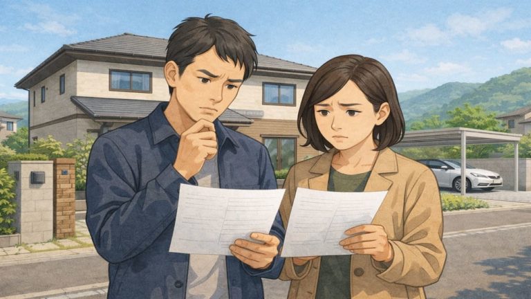 桐生市で夫婦が外構見積もりで悩んでいるイメージ