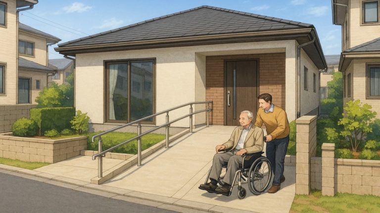 岸和田市の戸建てに施工されたバリアフリー外構のイメージ