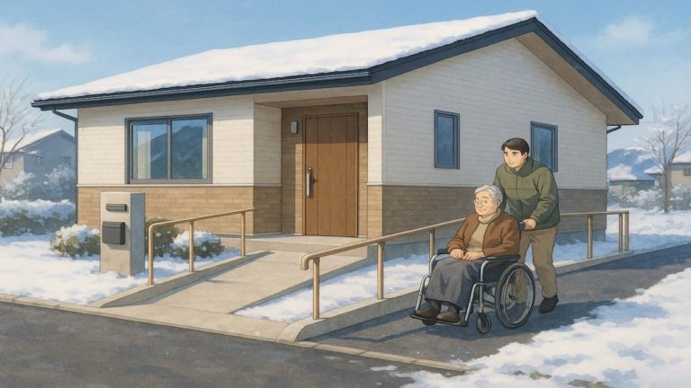 北広島市の戸建てに施工されたバリアフリー外構のイメージ