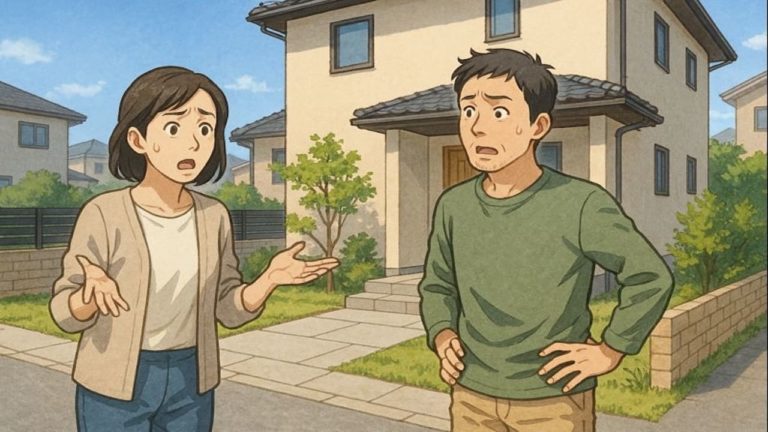 北九州市で夫婦が外構トラブルで困っているイメージ