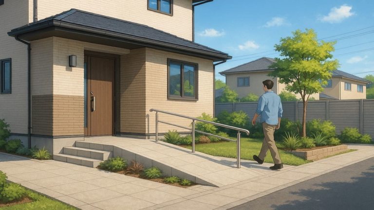 高知県の戸建てに施工されたバリアフリー外構のイメージ