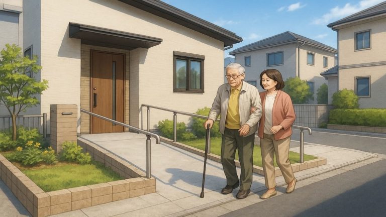 小平市の戸建てに施工されたバリアフリー外構のイメージ