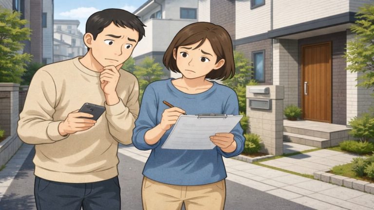 小平市で夫婦が外構見積もりで悩んでいるイメージ