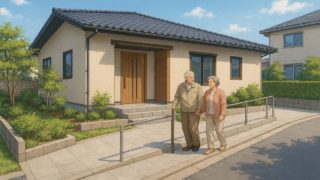 甲府市の戸建てに施工されたバリアフリー外構のイメージ