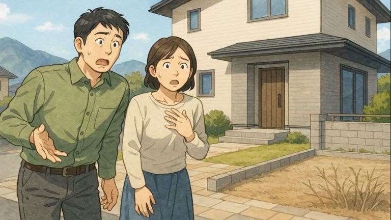 甲府市で夫婦が外構トラブルで困っているイメージ