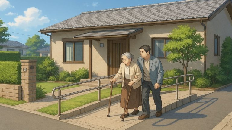 古河市の戸建てに施工されたバリアフリー外構のイメージ