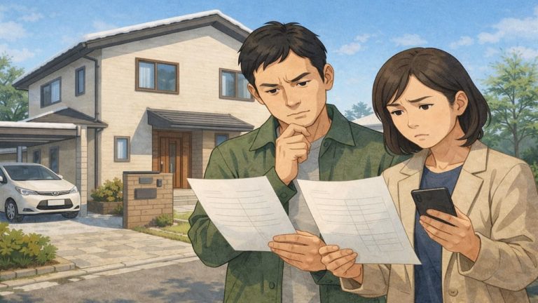 古河市で夫婦が外構見積もりで悩んでいるイメージ