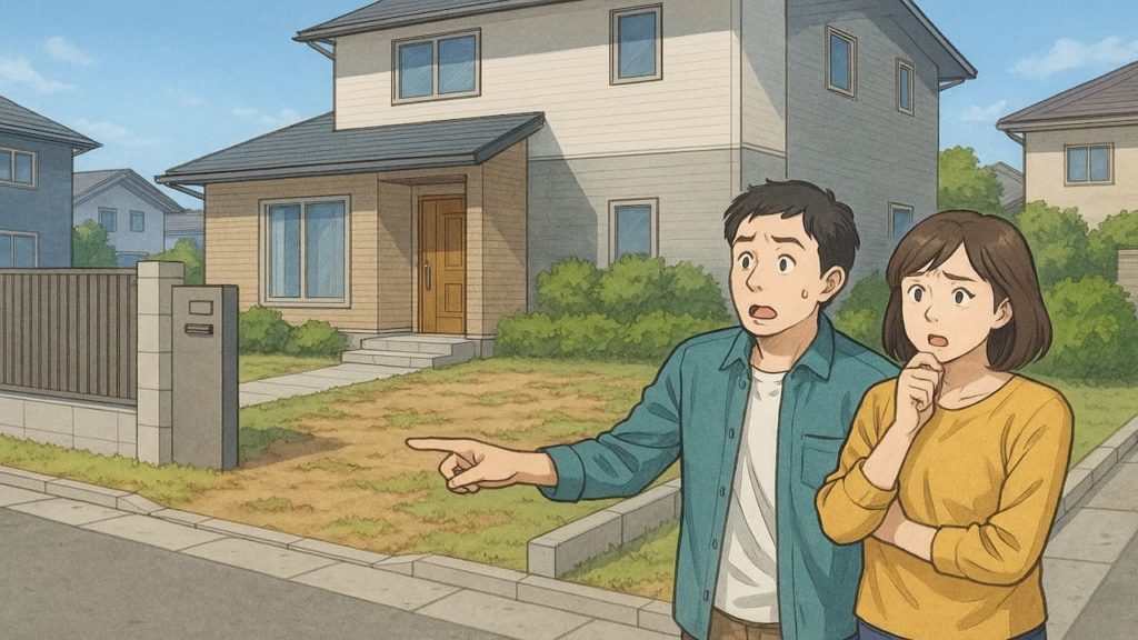 古河市で夫婦が外構トラブルで困っているイメージ