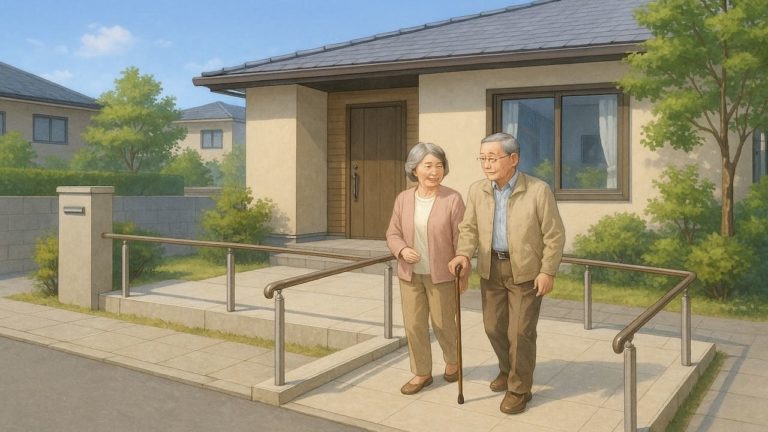 小金井市の戸建てに施工されたバリアフリー外構のイメージ