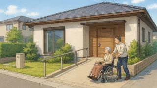 小牧市の戸建てに施工されたバリアフリー外構のイメージ