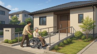 江南市の戸建てに施工されたバリアフリー外構のイメージ