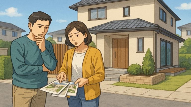 江南市で夫婦が外構業者の選び方と探し方を考えているイメージ