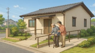 越谷市の戸建てに施工されたバリアフリー外構のイメージ