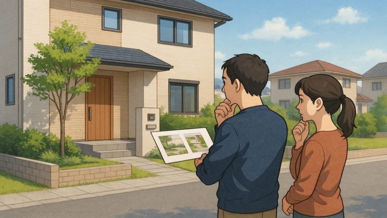 越谷市で夫婦が外構業者の選び方と探し方を考えているイメージ