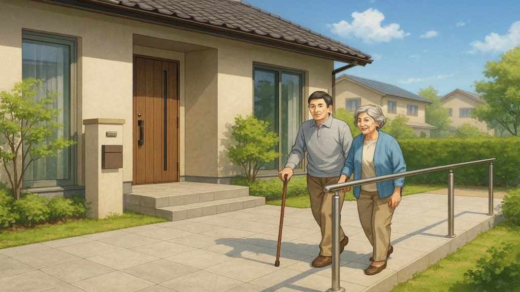 久喜市の戸建てに施工されたバリアフリー外構のイメージ