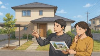 久喜市で夫婦が外構業者の選び方と探し方を考えているイメージ