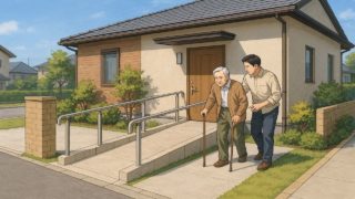 熊谷市の戸建てに施工されたバリアフリー外構のイメージ