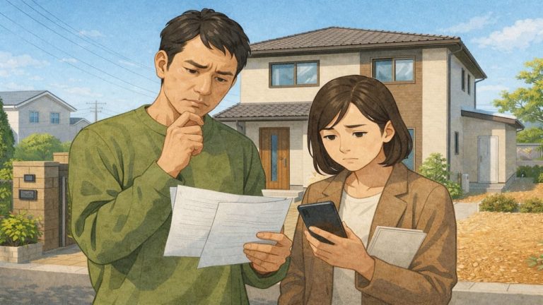 熊谷市で夫婦が外構見積もりで悩んでいるイメージ