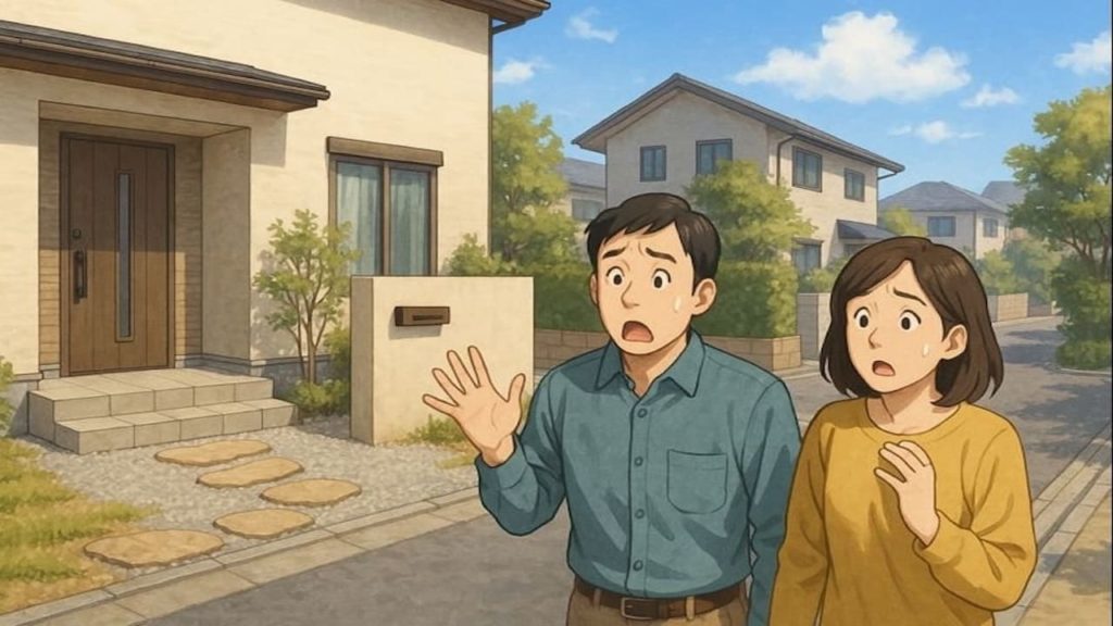 熊谷市で夫婦が外構トラブルで困っているイメージ