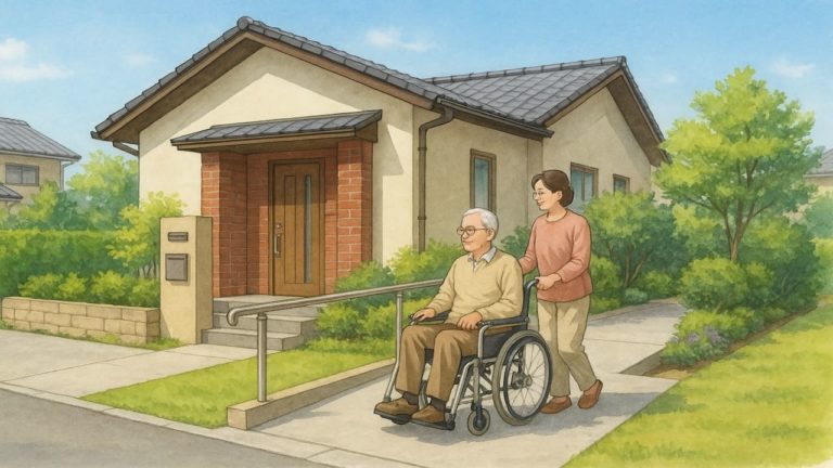 熊本県の戸建てに施工されたバリアフリー外構のイメージ