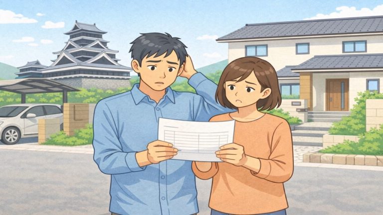 熊本県で夫婦が外構見積もりで悩んでいるイメージ