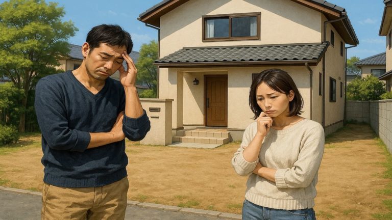 熊本県の外構工事の失敗にがっかりする夫婦のイメージ