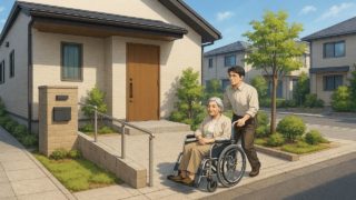 国立市の戸建てに施工されたバリアフリー外構のイメージ