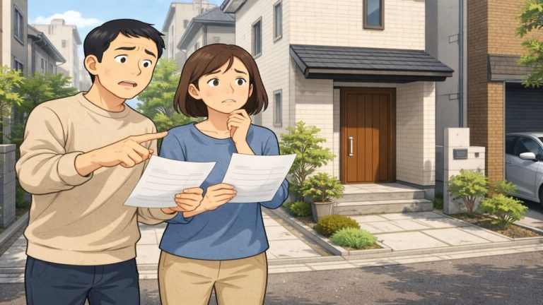 国立市で夫婦が外構見積もりで悩んでいるイメージ