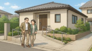 倉敷市の戸建てに施工されたバリアフリー外構のイメージ