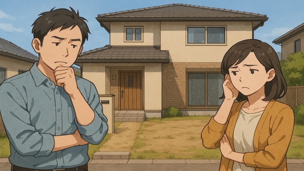 呉市の外構工事の失敗にがっかりする夫婦のイメージ