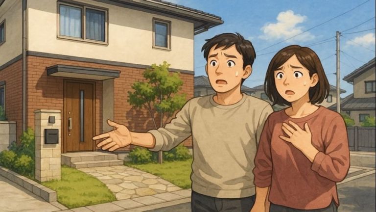 呉市で夫婦が外構トラブルで困っているイメージ