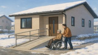 釧路市の戸建てに施工されたバリアフリー外構のイメージ