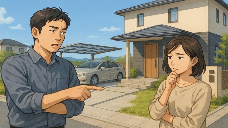 桑名市で夫婦が外構業者の選び方と探し方を考えているイメージ