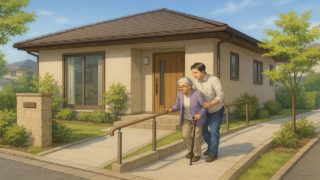 前橋市の戸建てに施工されたバリアフリー外構のイメージ