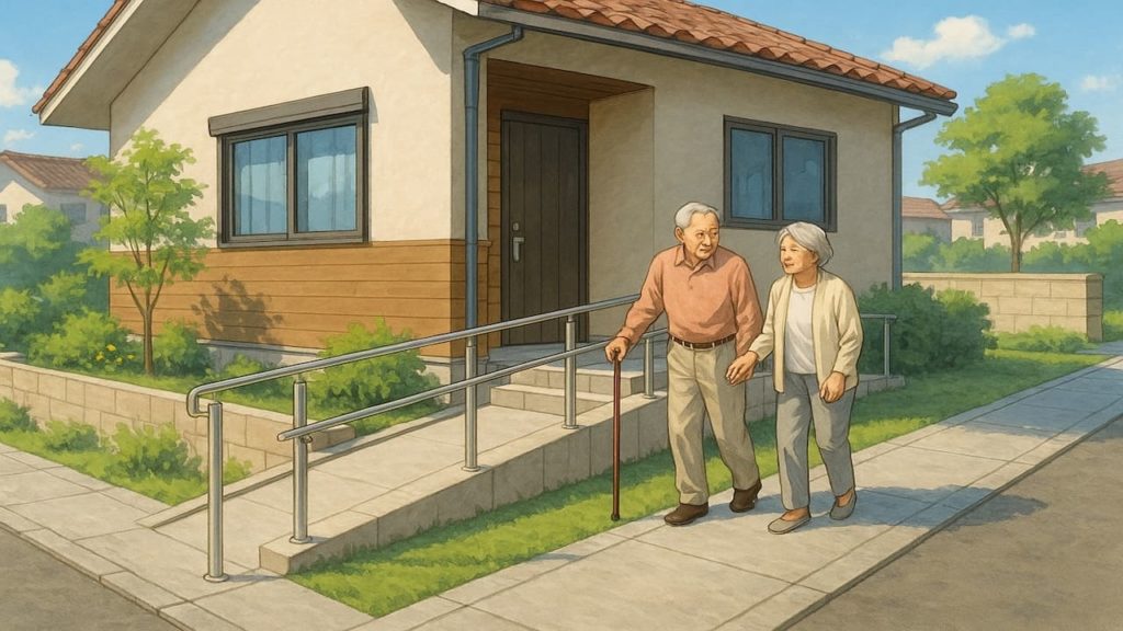 丸亀市の戸建てに施工されたバリアフリー外構のイメージ