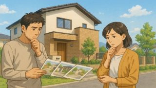 丸亀市で夫婦が外構業者の選び方と探し方を考えているイメージ