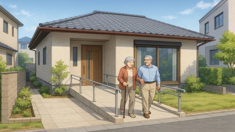 松原市の戸建てに施工されたバリアフリー外構のイメージ