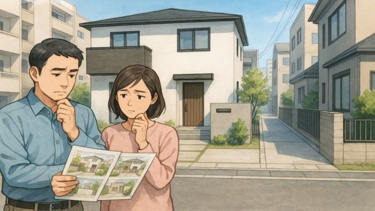 松原市で夫婦が外構業者の選び方と探し方を考えているイメージ