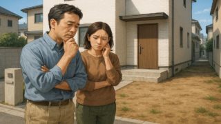 松原市の外構工事の失敗にがっかりする夫婦のイメージ