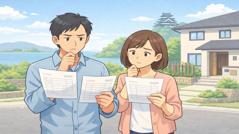 松江市で夫婦が外構見積もりで悩んでいるイメージ