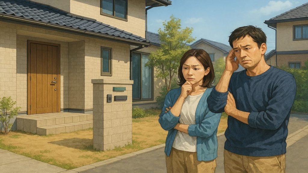 松江市の外構工事の失敗にがっかりする夫婦のイメージ