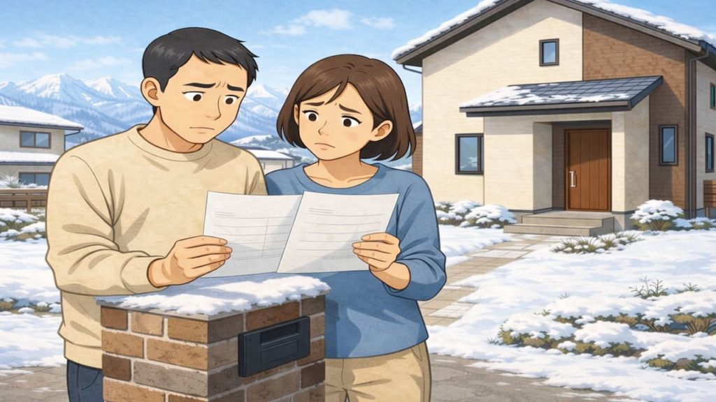 松本市で夫婦が外構見積もりで悩んでいるイメージ