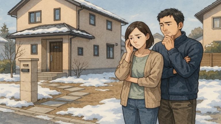 松本市の外構工事の失敗にがっかりする夫婦のイメージ