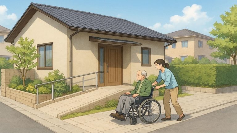 松阪市の戸建てに施工されたバリアフリー外構のイメージ