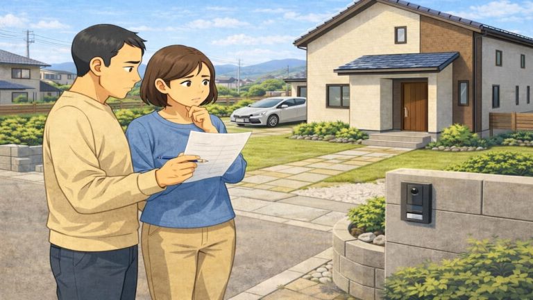 松阪市で夫婦が外構見積もりで悩んでいるイメージ