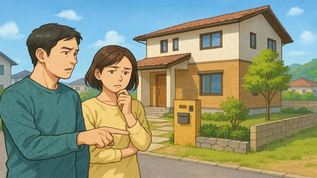 松山市で夫婦が外構業者の選び方と探し方を考えているイメージ