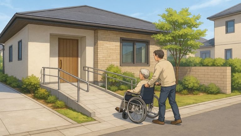 三重県の戸建てに施工されたバリアフリー外構のイメージ